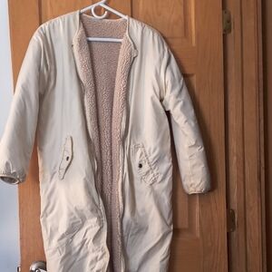 Women's Cream Sherpa-Lined Winter Jacket